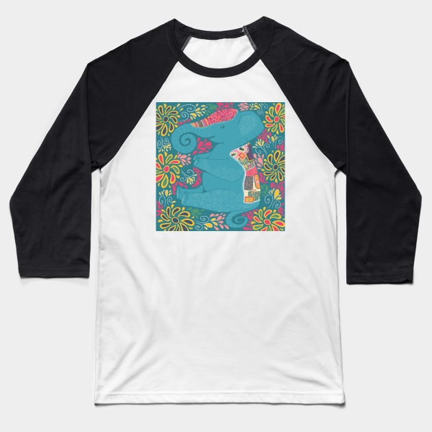 Elephant Design Baseball T-Shirt by Chelzzi